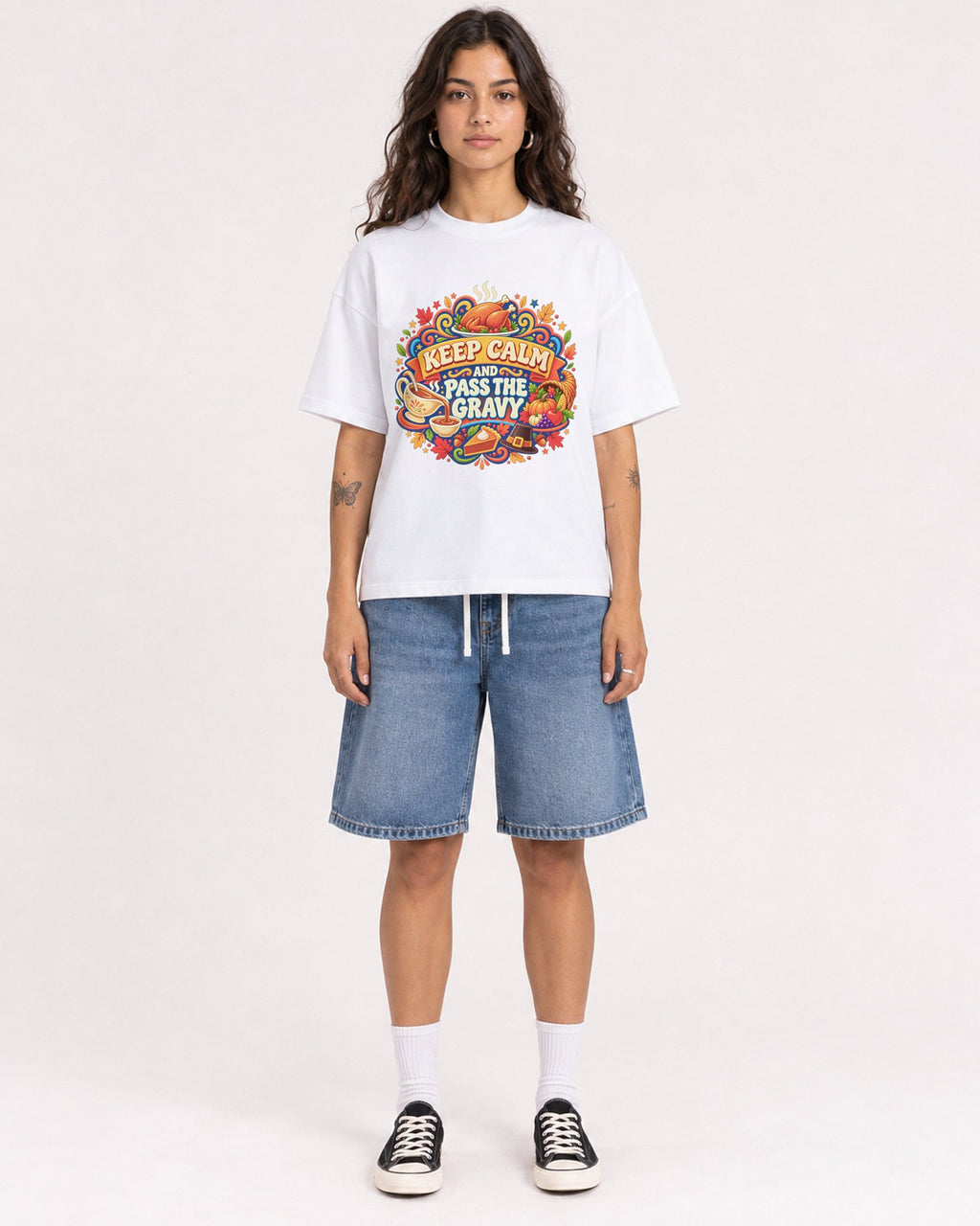 Mockup Boxy Heavyweight Tee White female full-body 06