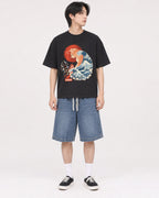 Mockup Boxy Heavyweight Tee Black male full-body 11