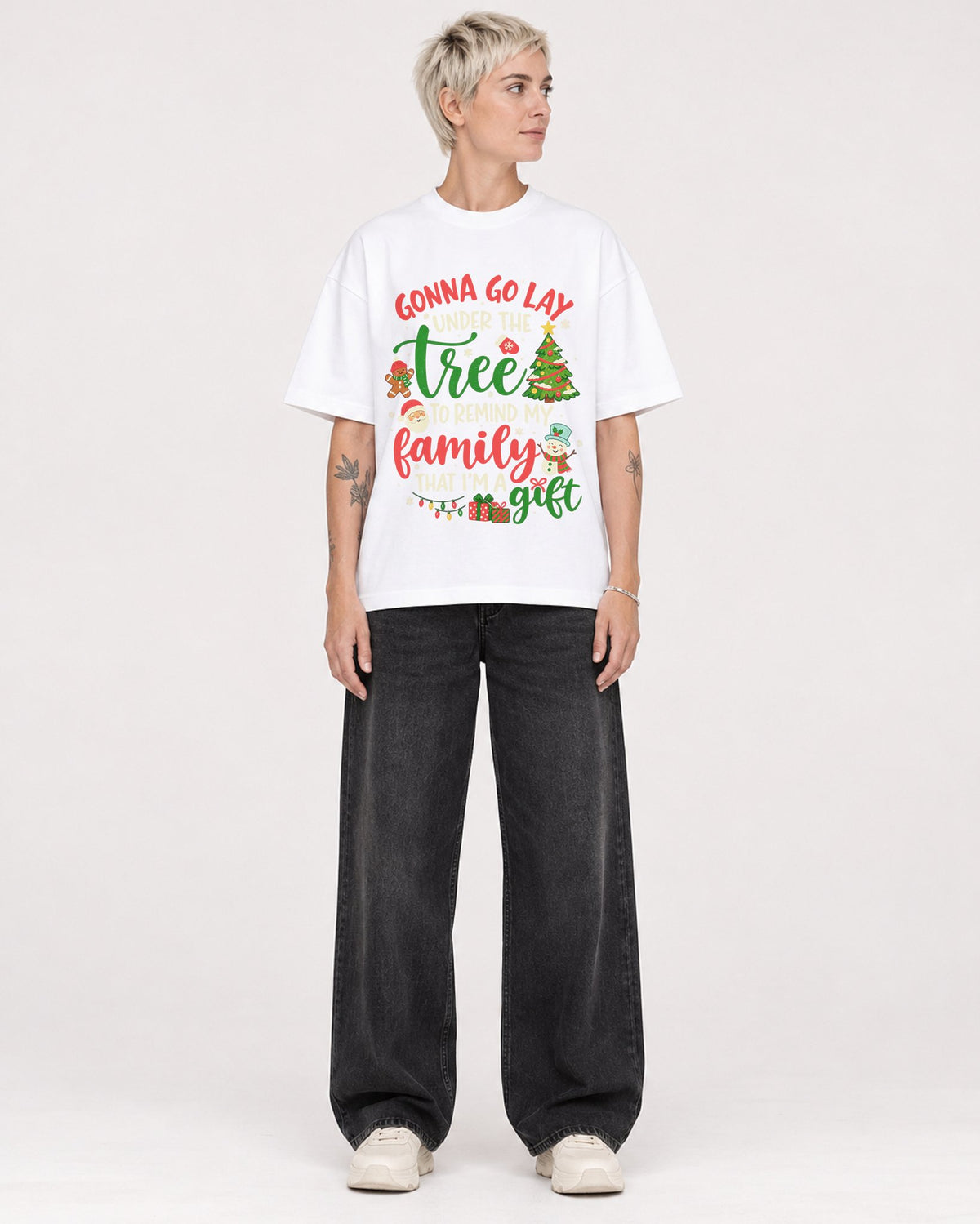 Mockup Boxy Heavyweight Tee White female full-body 48