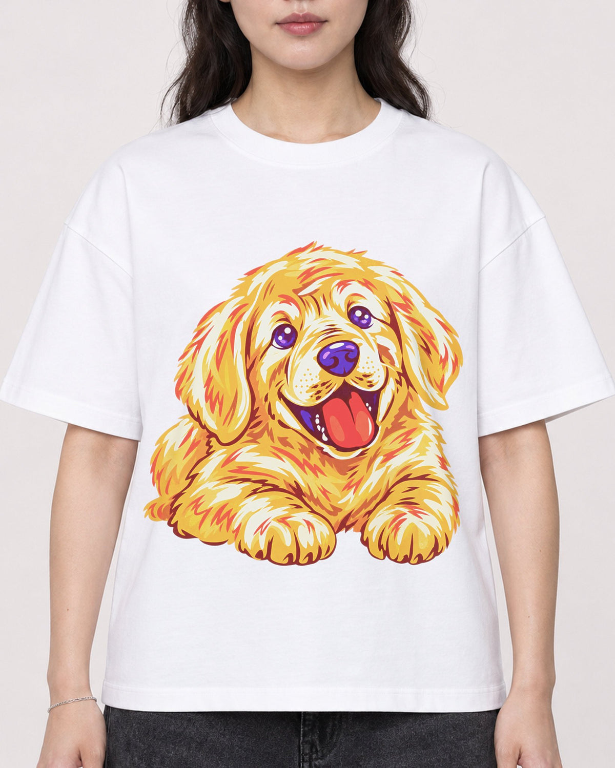 Mockup Boxy Heavyweight Tee White female close-up 03