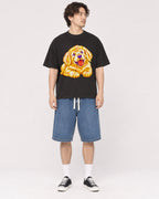 Mockup Boxy Heavyweight Tee Black male full-body 03