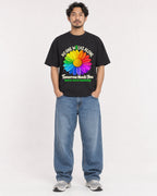 Mockup Boxy Heavyweight Tee Black male full-body 02
