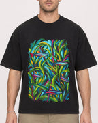Mockup Boxy Heavyweight Tee Black male close-up 08