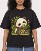 Mockup Boxy Heavyweight Tee Black female close-up 05