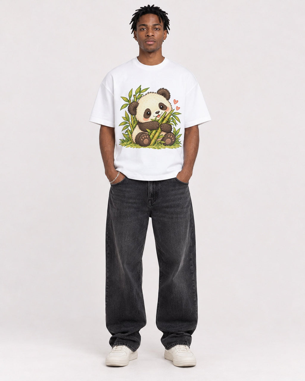 Mockup Boxy Heavyweight Tee White male full-body 05