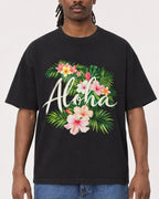 Mockup Boxy Heavyweight Tee Black male close-up 34