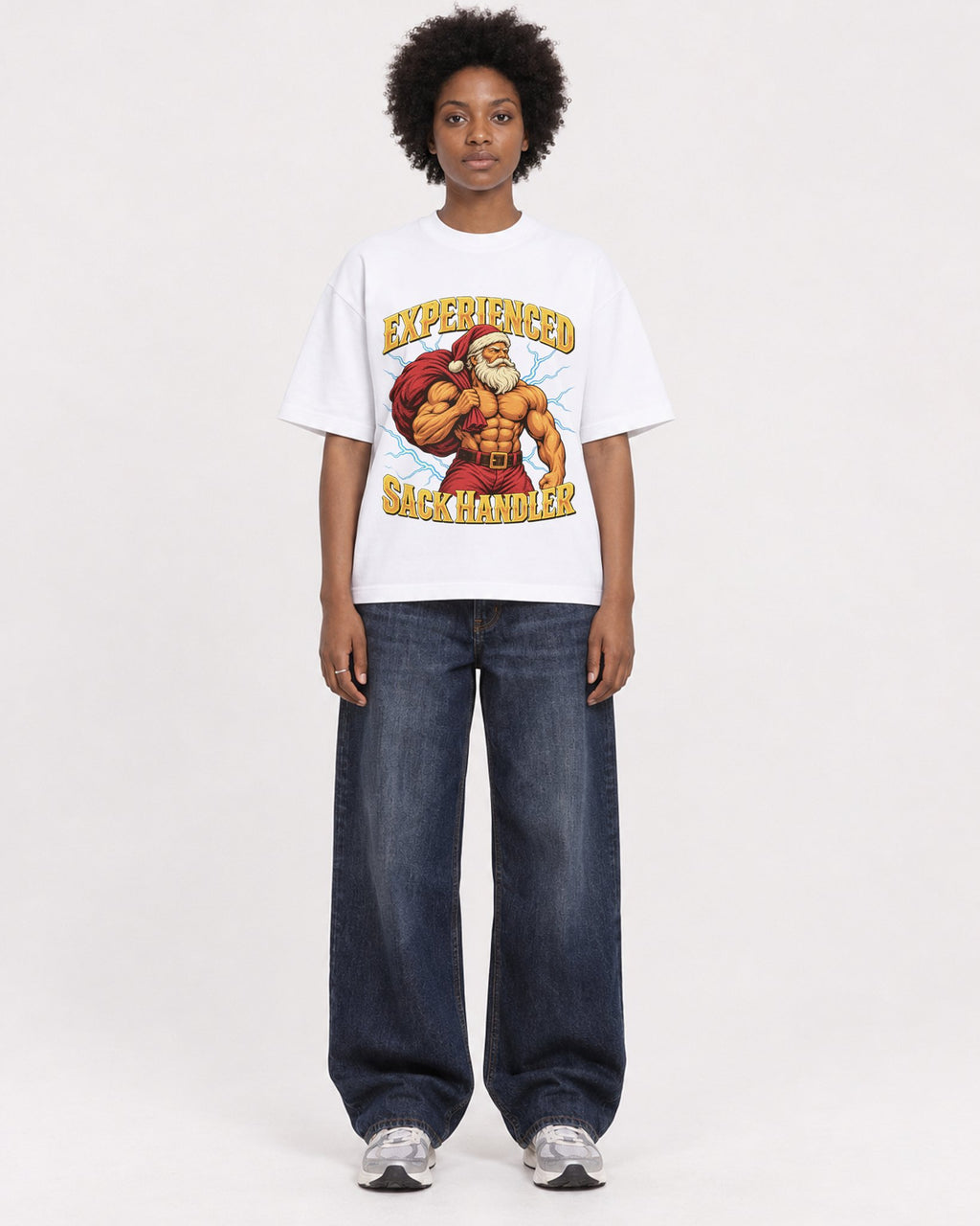 Mockup Boxy Heavyweight Tee White female full-body 14