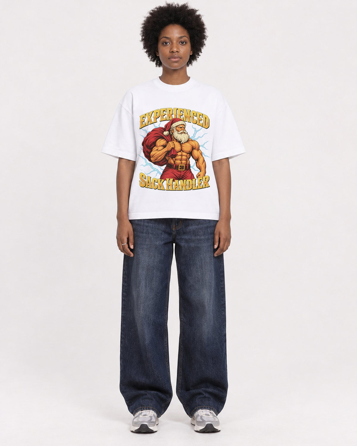 Mockup Boxy Heavyweight Tee White female full-body 14