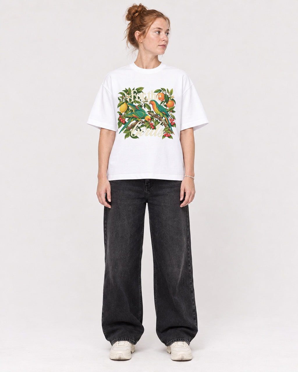Mockup Boxy Heavyweight Tee White female full-body 28