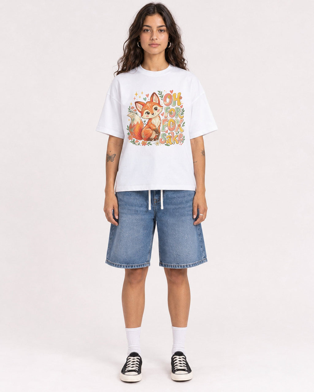Mockup Boxy Heavyweight Tee White female full-body 06