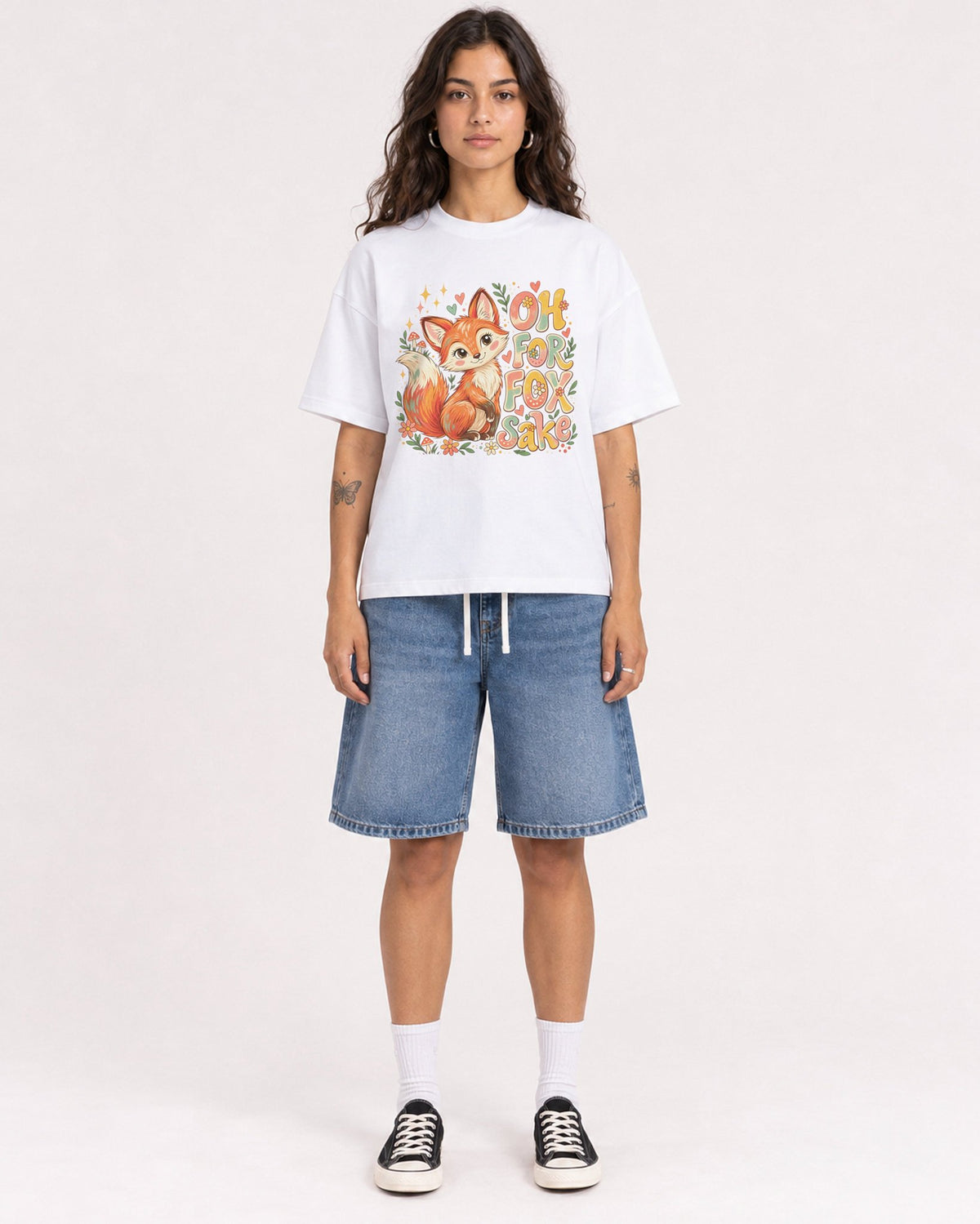 Mockup Boxy Heavyweight Tee White female full-body 06
