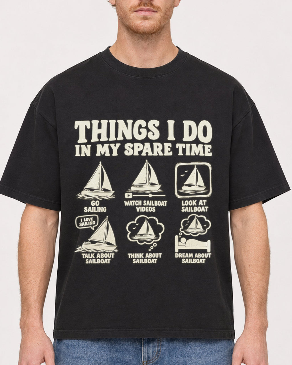 Mockup Boxy Heavyweight Tee Black male close-up 38