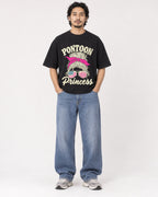 Mockup Boxy Heavyweight Tee Black male full-body 22