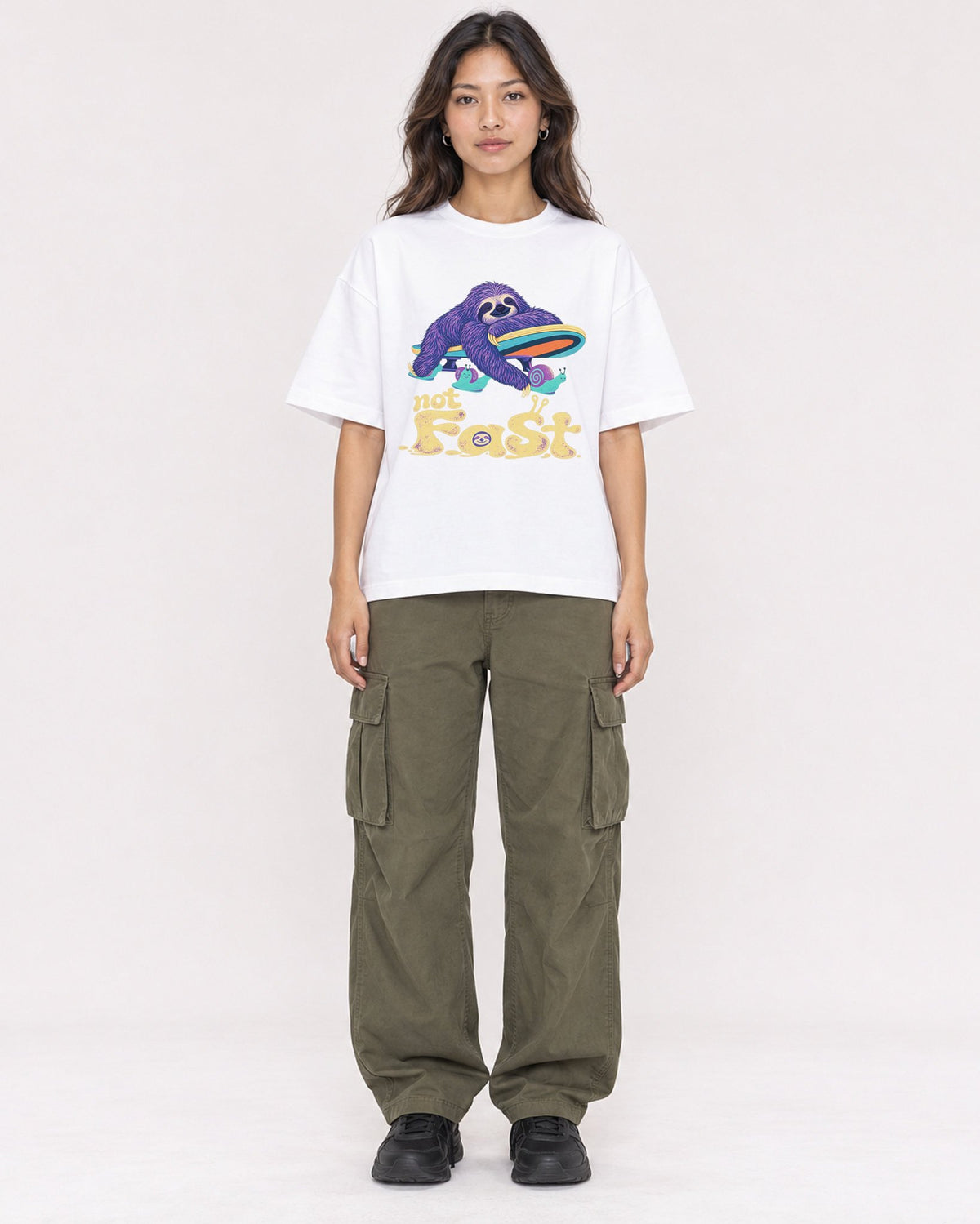 Mockup Boxy Heavyweight Tee White female full-body 02