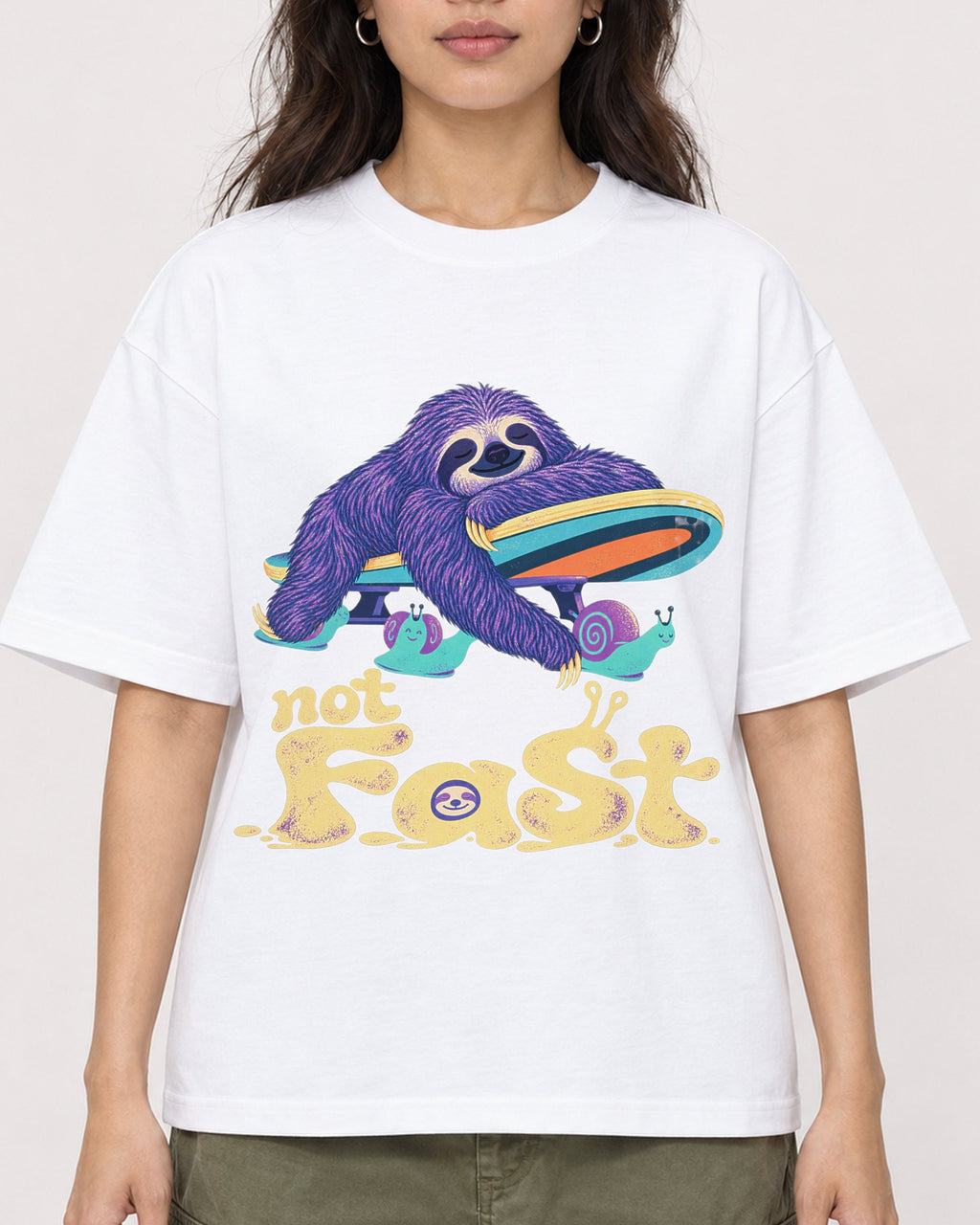 Mockup Boxy Heavyweight Tee White female close-up 02