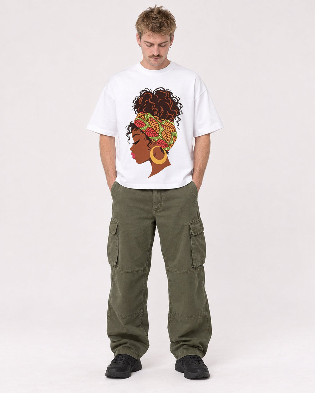 Mockup Boxy Heavyweight Tee White male full-body 19