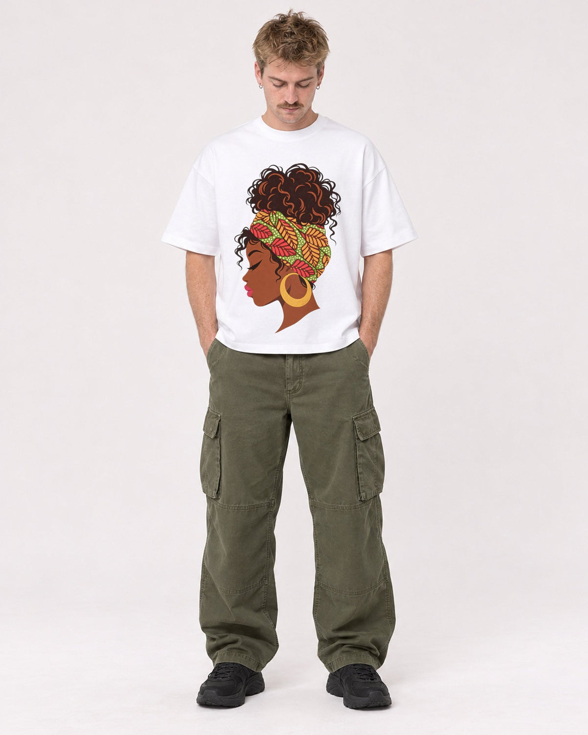 Mockup Boxy Heavyweight Tee White male full-body 19