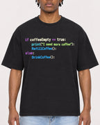 Mockup Boxy Heavyweight Tee Black male close-up 05