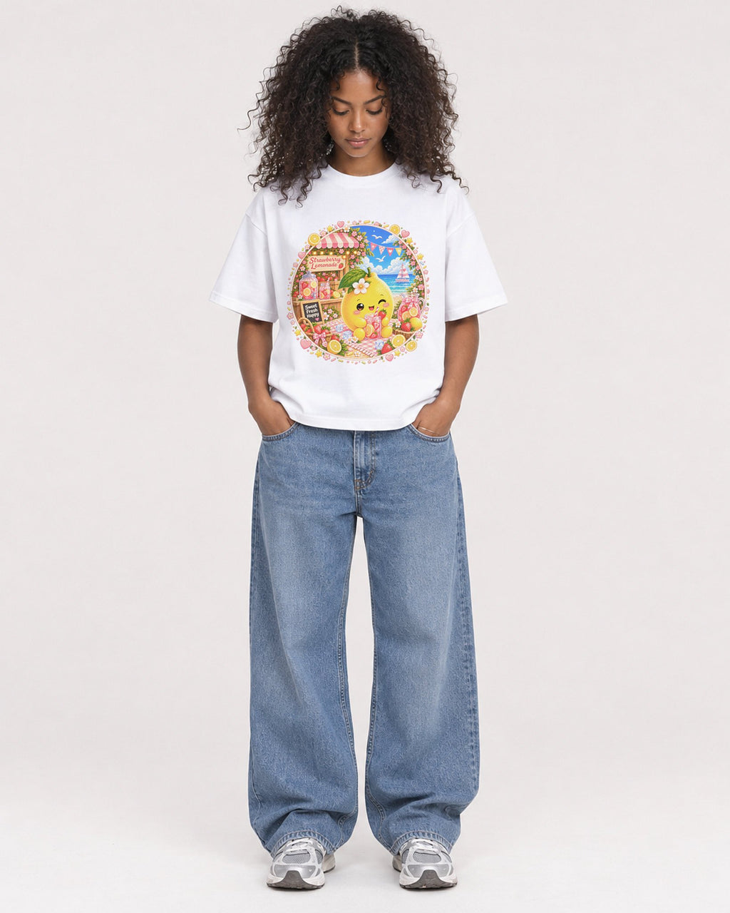 Mockup Boxy Heavyweight Tee White female full-body 05