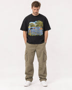 Mockup Boxy Heavyweight Tee Black male full-body 08