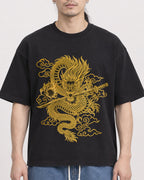 Mockup Boxy Heavyweight Tee Black male close-up 43