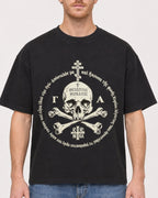 Mockup Boxy Heavyweight Tee Black male close-up 38