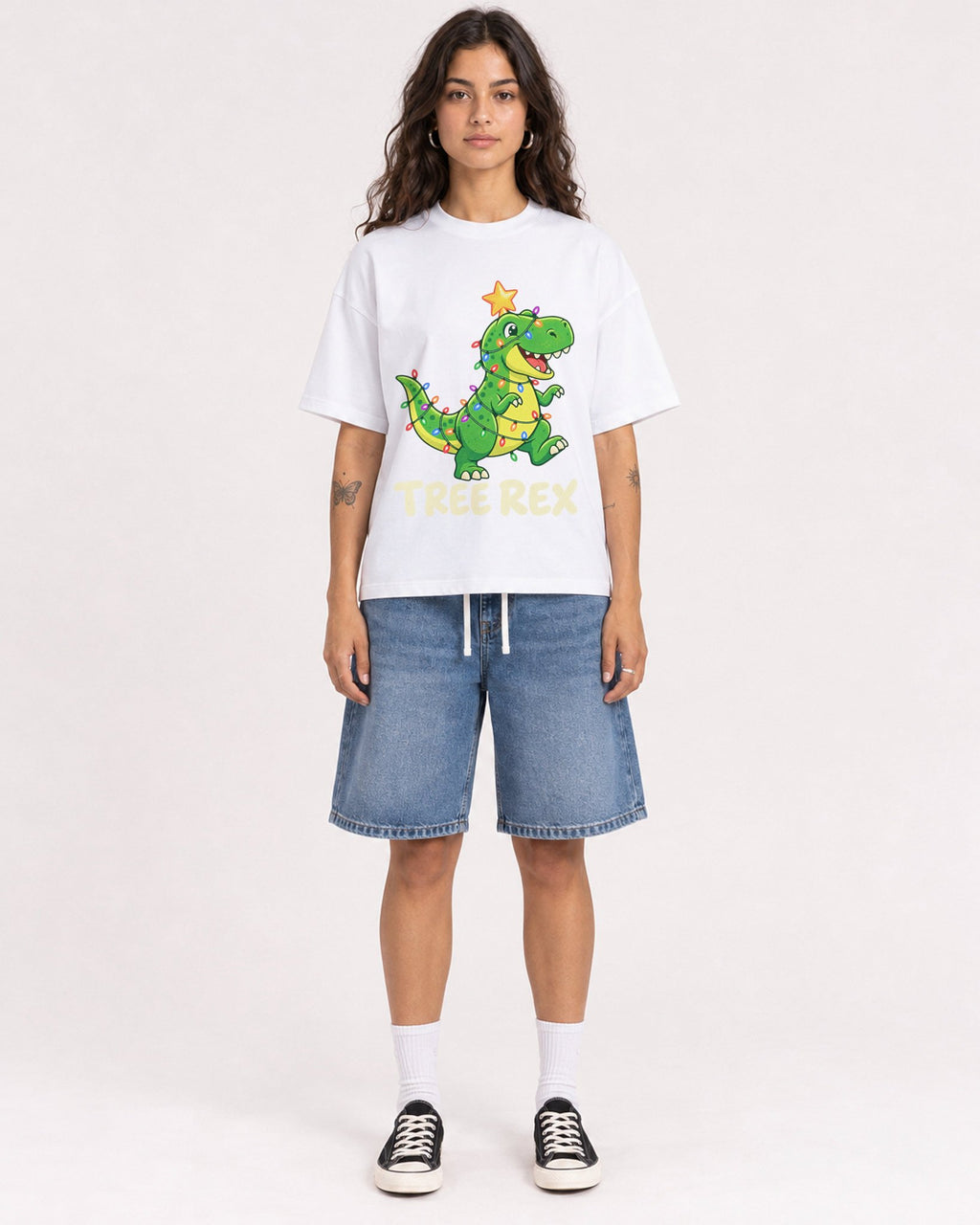 Mockup Boxy Heavyweight Tee White female full-body 06