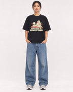 Mockup Boxy Heavyweight Tee Black female full-body 12