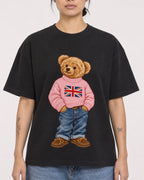 Mockup Boxy Heavyweight Tee Black female close-up 12