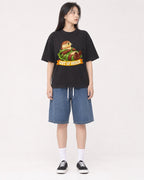 Mockup Boxy Heavyweight Tee Black female full-body 01