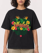 Mockup Boxy Heavyweight Tee Black female close-up 26