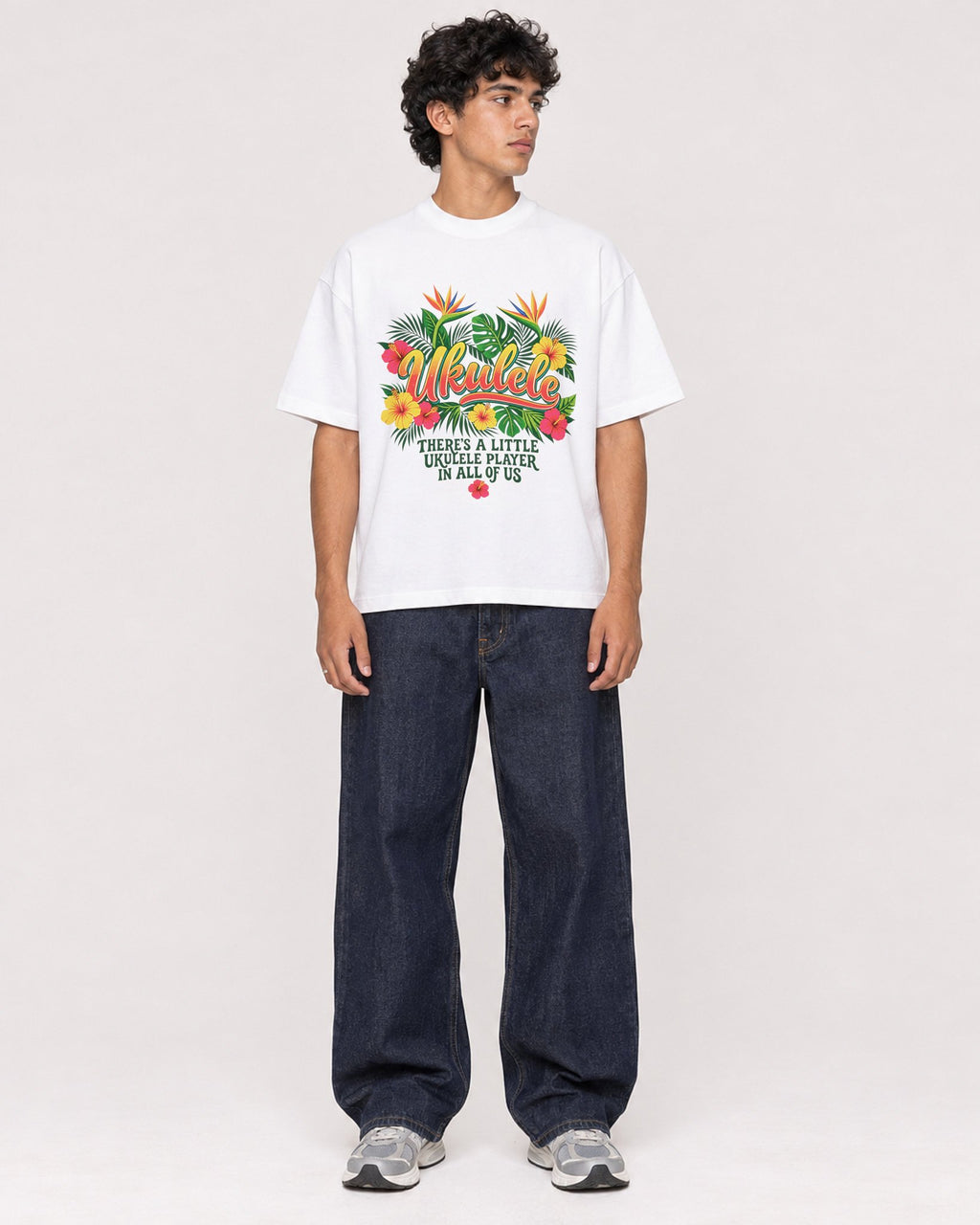 Mockup Boxy Heavyweight Tee White male full-body 26