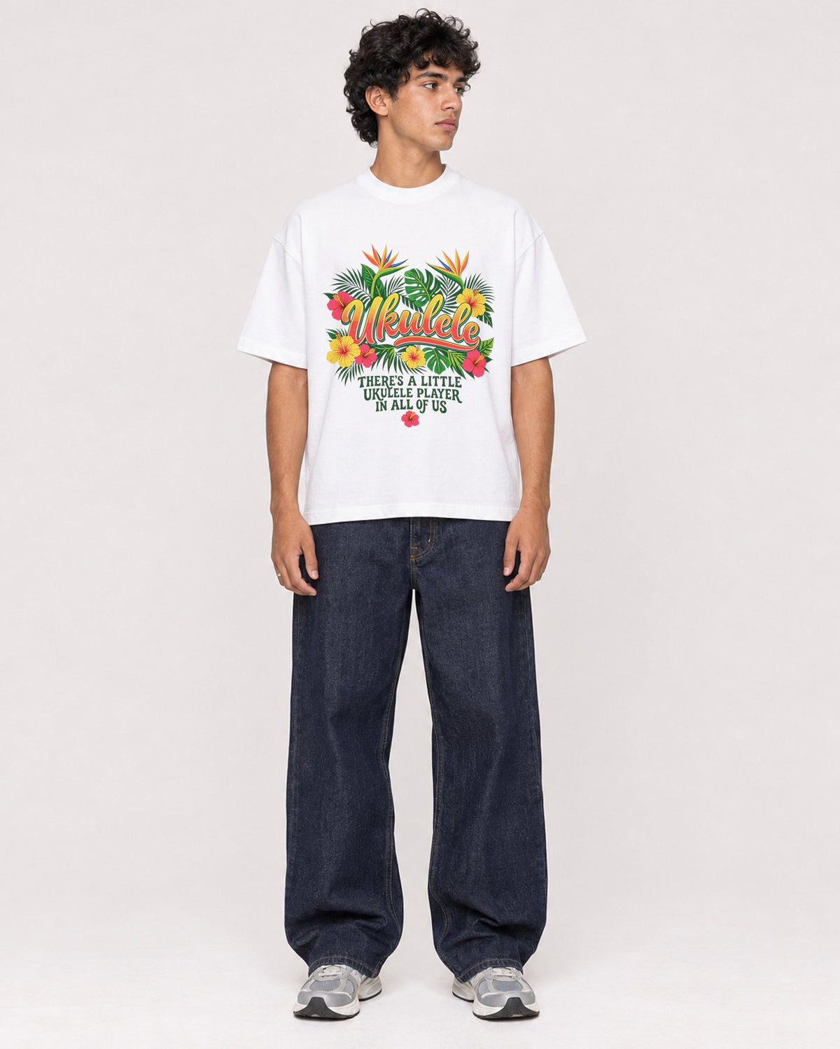 Mockup Boxy Heavyweight Tee White male full-body 26