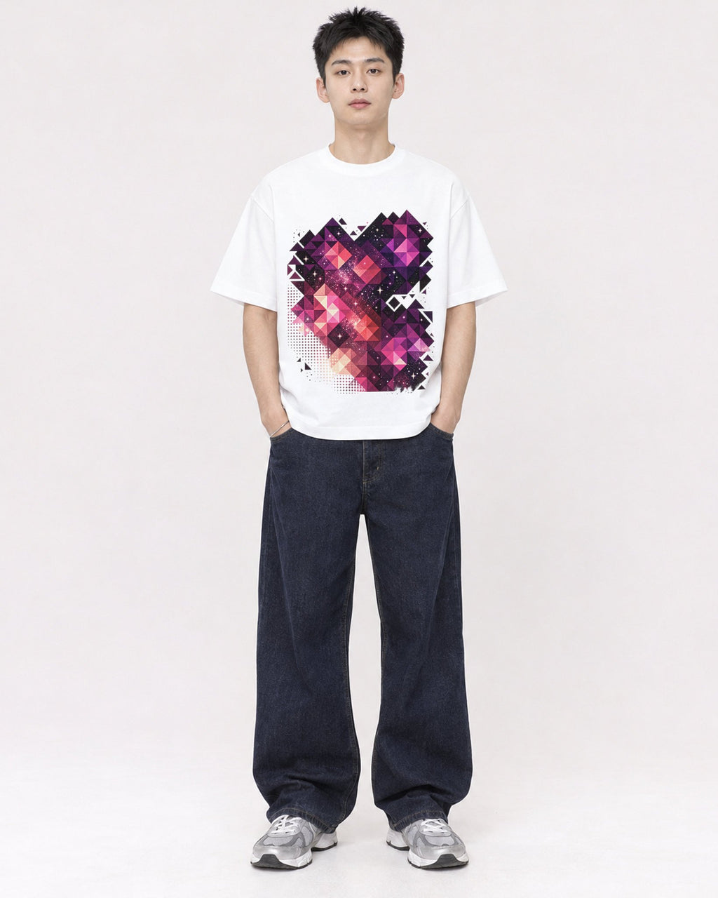 Mockup Boxy Heavyweight Tee White male full-body 21