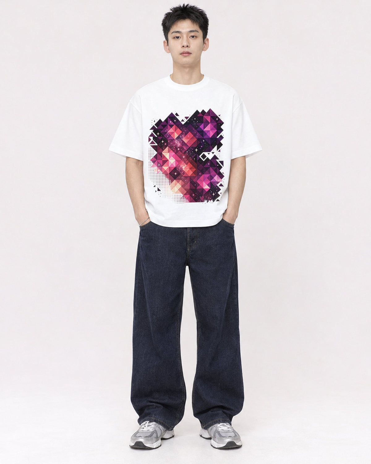 Mockup Boxy Heavyweight Tee White male full-body 21
