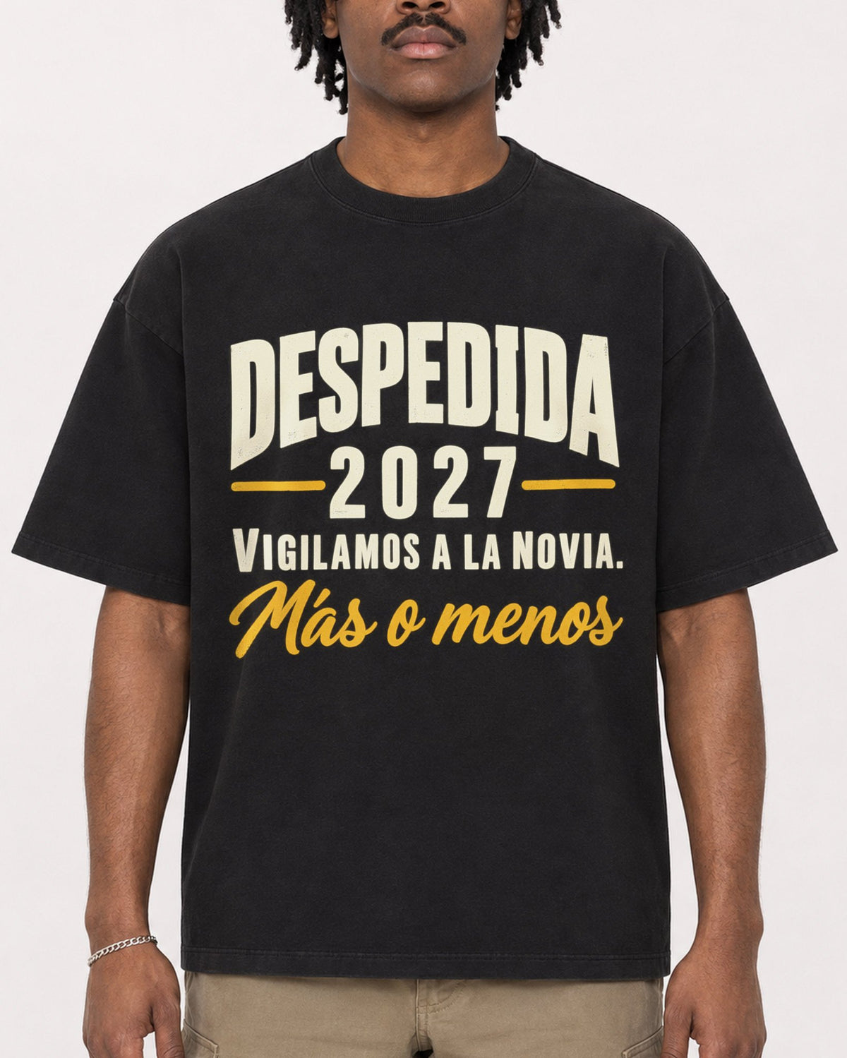 Mockup Boxy Heavyweight Tee Black male close-up 04