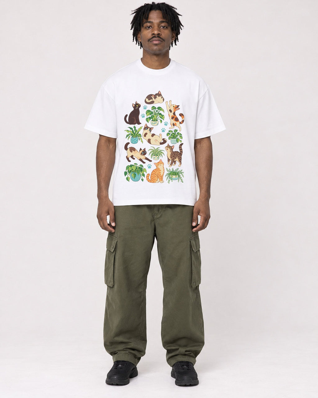 Mockup Boxy Heavyweight Tee White male full-body 04