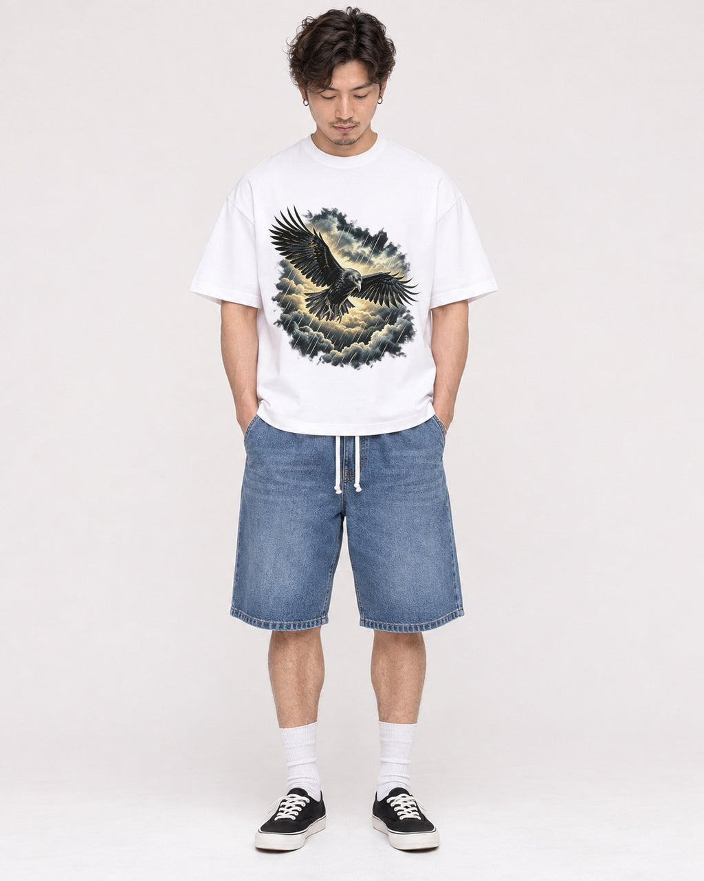 Mockup Boxy Heavyweight Tee White male full-body 03