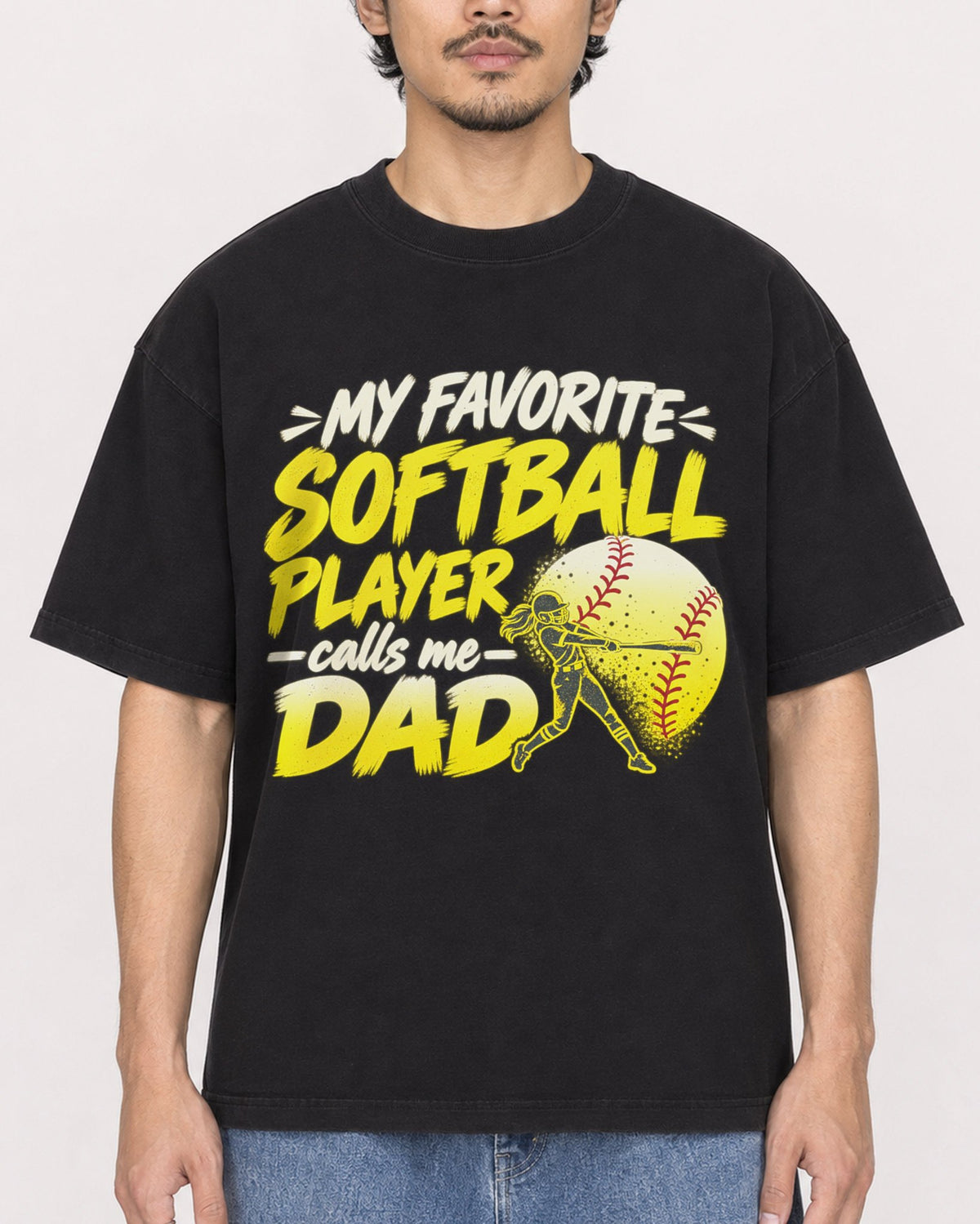 Mockup Boxy Heavyweight Tee Black male close-up 02