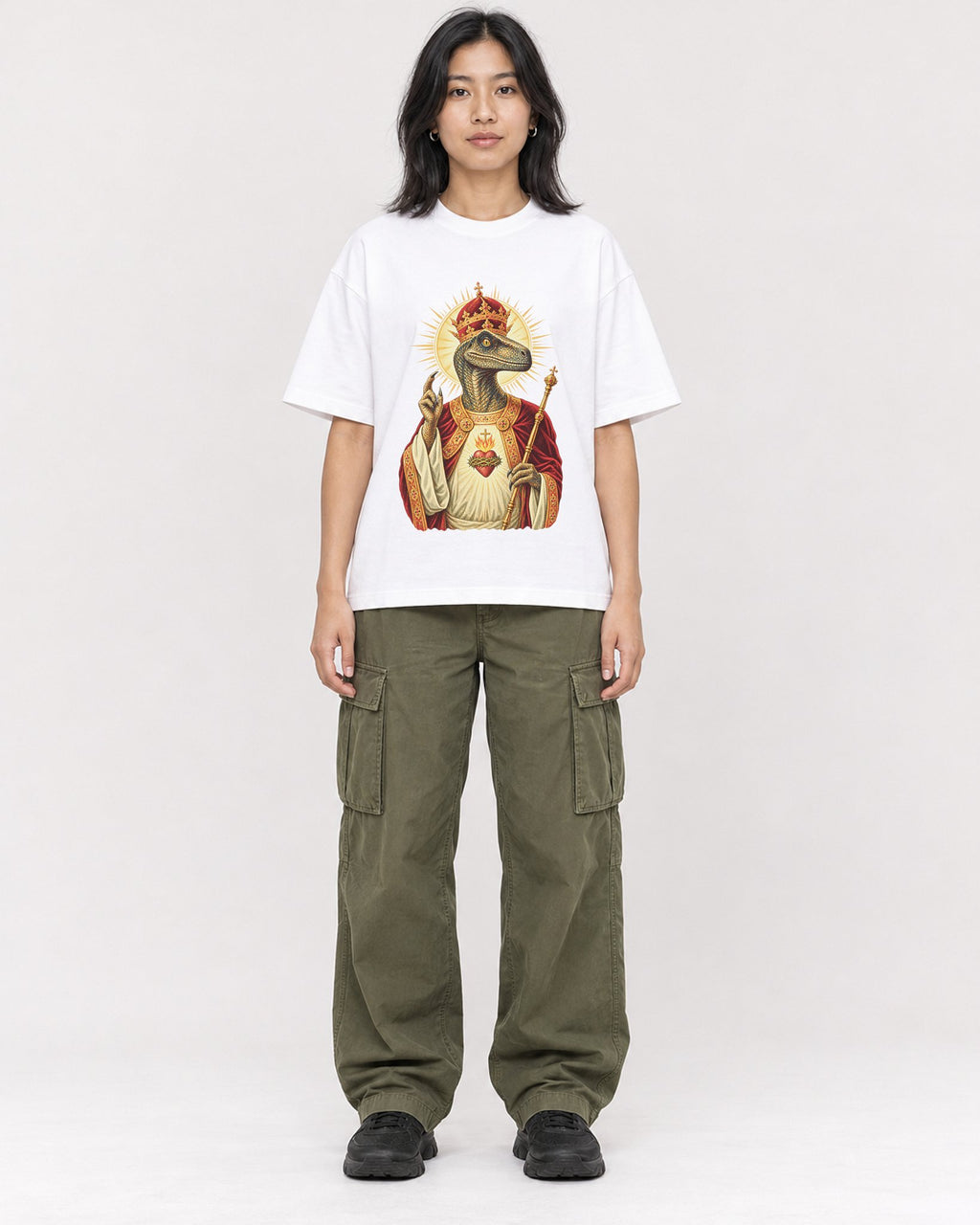 Mockup Boxy Heavyweight Tee White female full-body 22