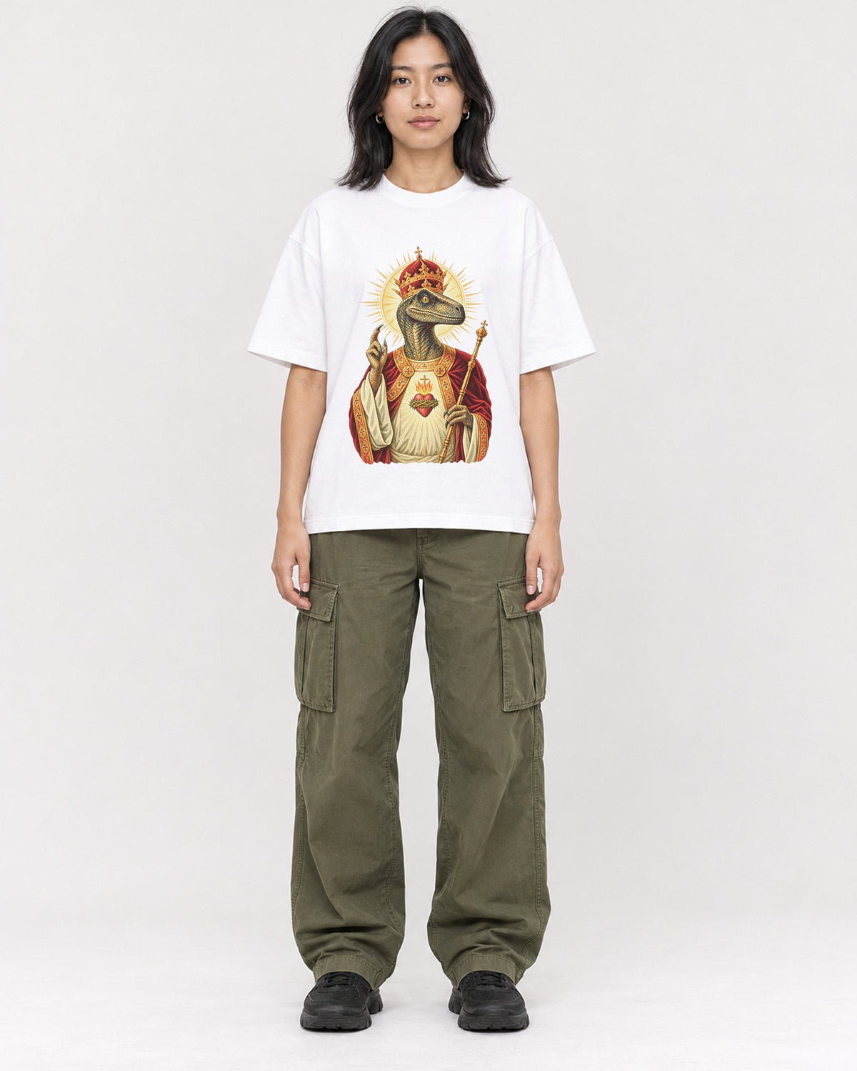 Mockup Boxy Heavyweight Tee White female full-body 22