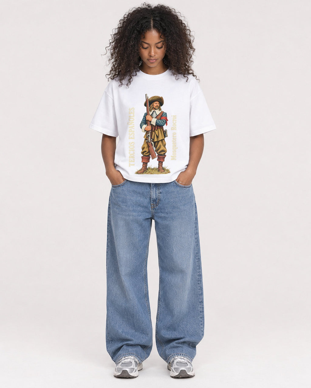Mockup Boxy Heavyweight Tee White female full-body 05