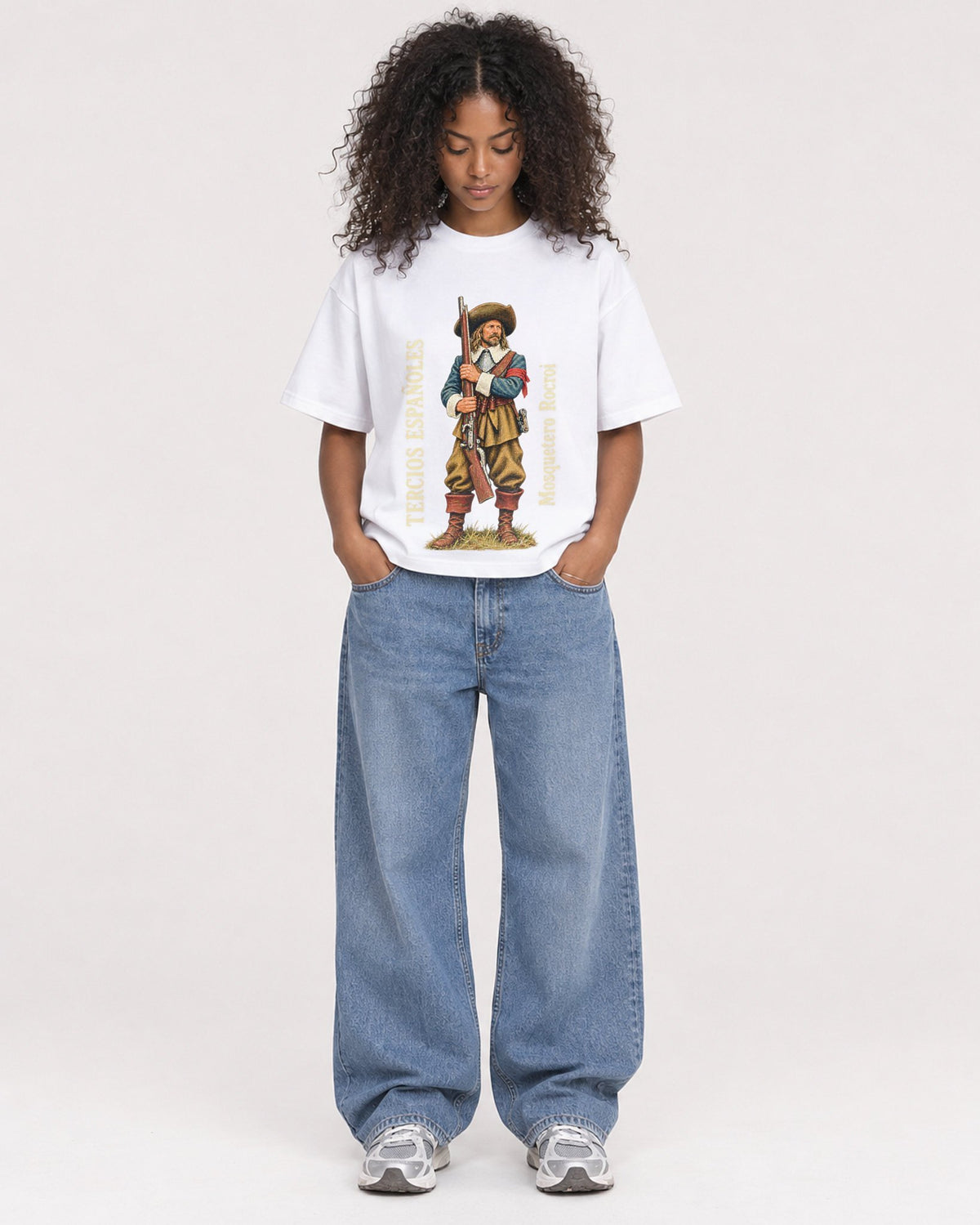 Mockup Boxy Heavyweight Tee White female full-body 05