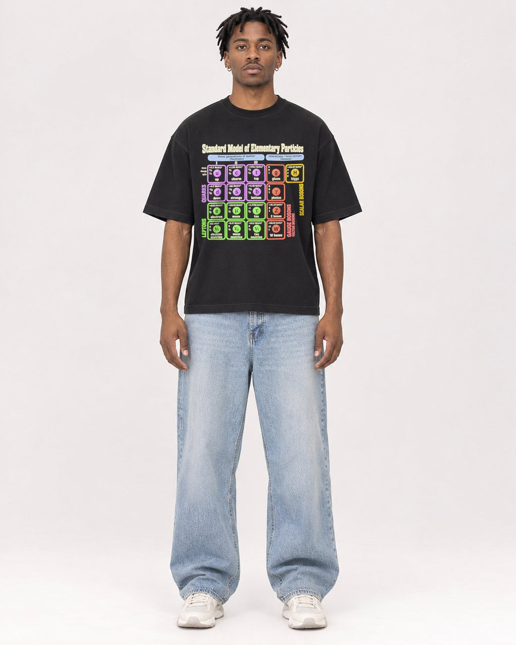 Mockup Boxy Heavyweight Tee Black male full-body 05