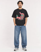 Mockup Boxy Heavyweight Tee Black male full-body 02