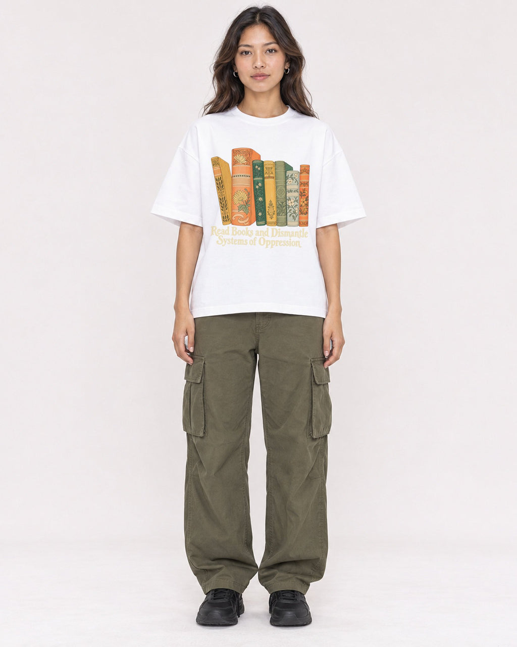 Mockup Boxy Heavyweight Tee White female full-body 02