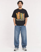 Mockup Boxy Heavyweight Tee Black male full-body 02