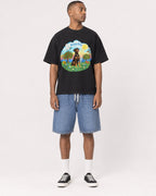 Mockup Boxy Heavyweight Tee Black male full-body 35