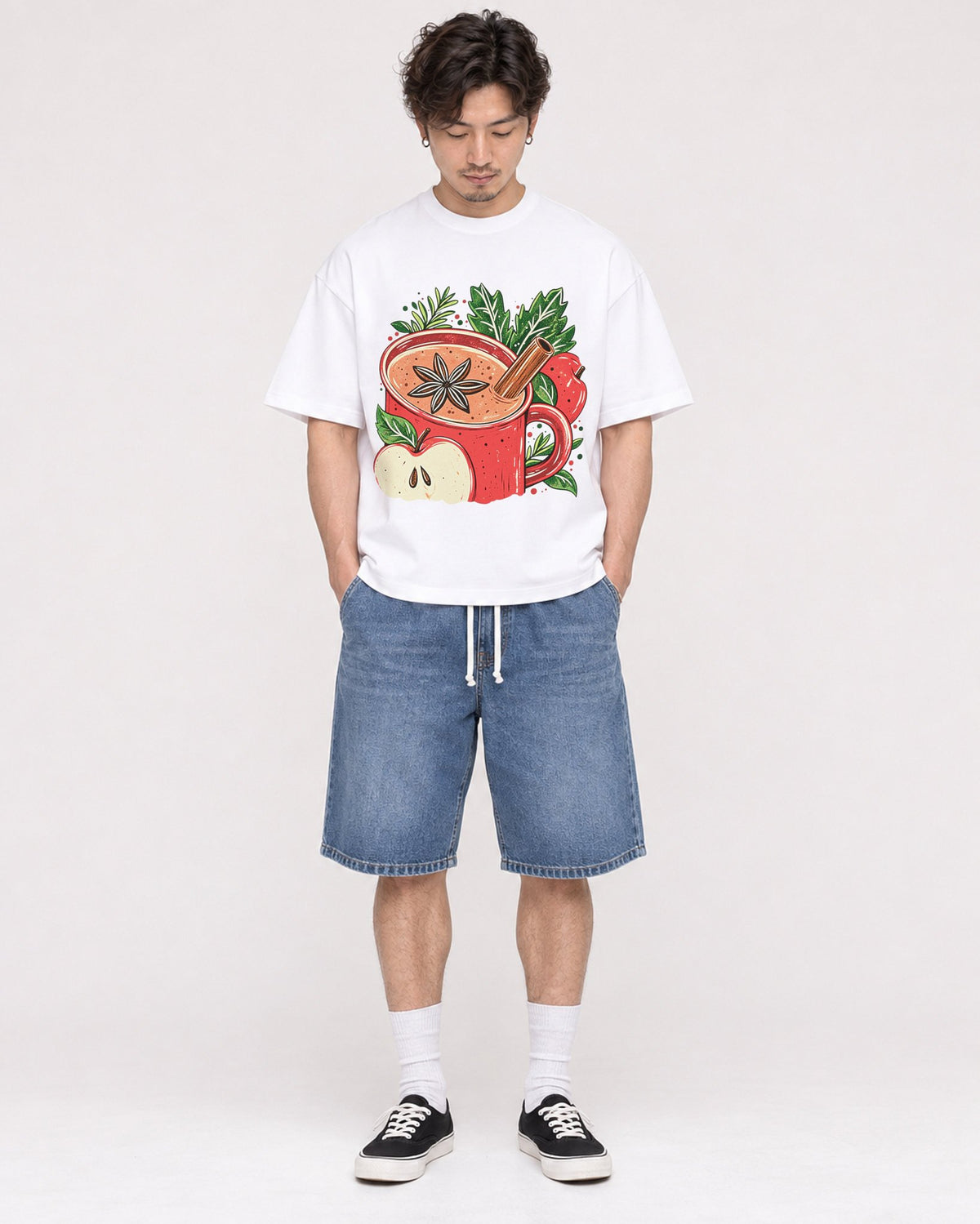 Mockup Boxy Heavyweight Tee White male full-body 03