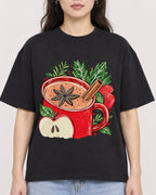 Mockup Boxy Heavyweight Tee Black female close-up 03